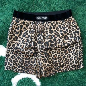 Tom Ford Satin Leopard Print Shorts
